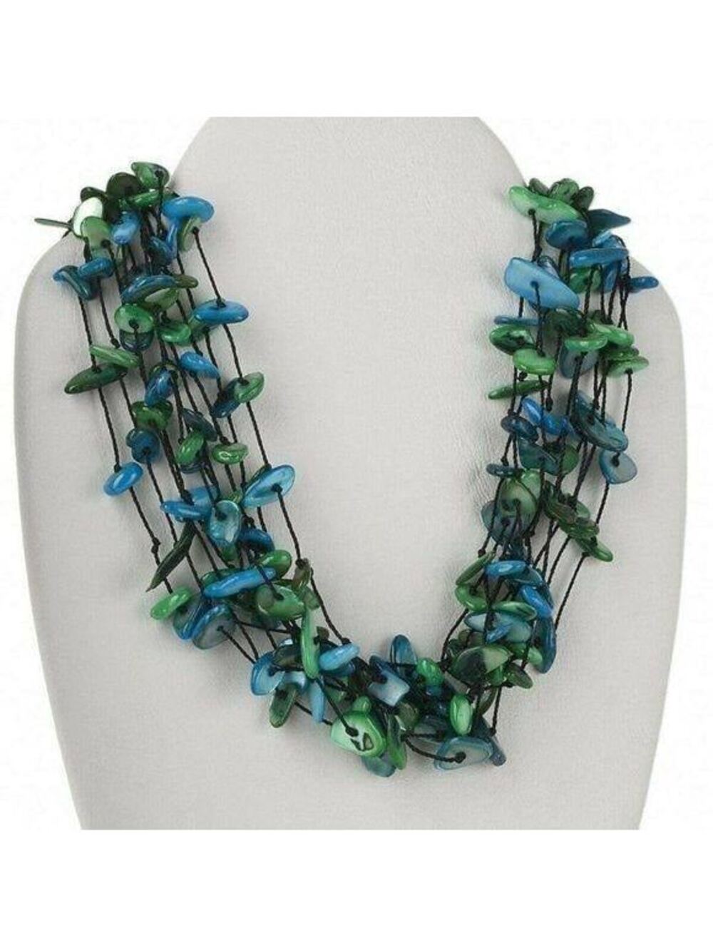 Ocean Dreams Blue Green Pearl Shell Necklace